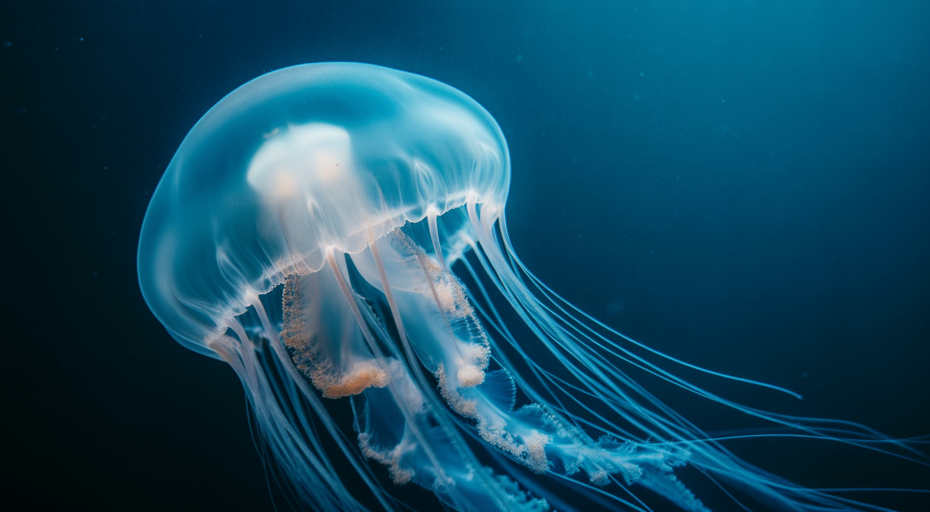Close-up of an immortal jellyfish.