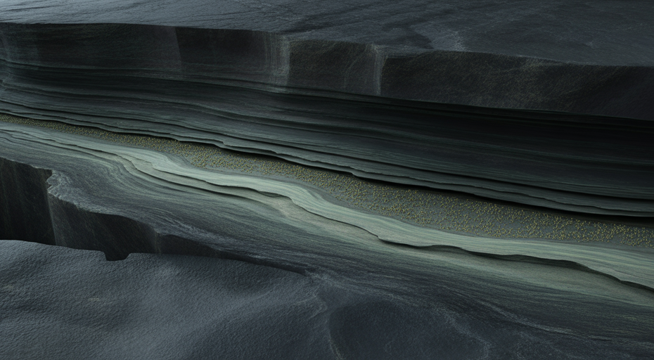 Ancient microbes glowing within rock cross-section