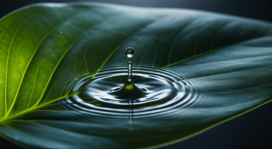 Vibrations spreading across a plant leaf.
