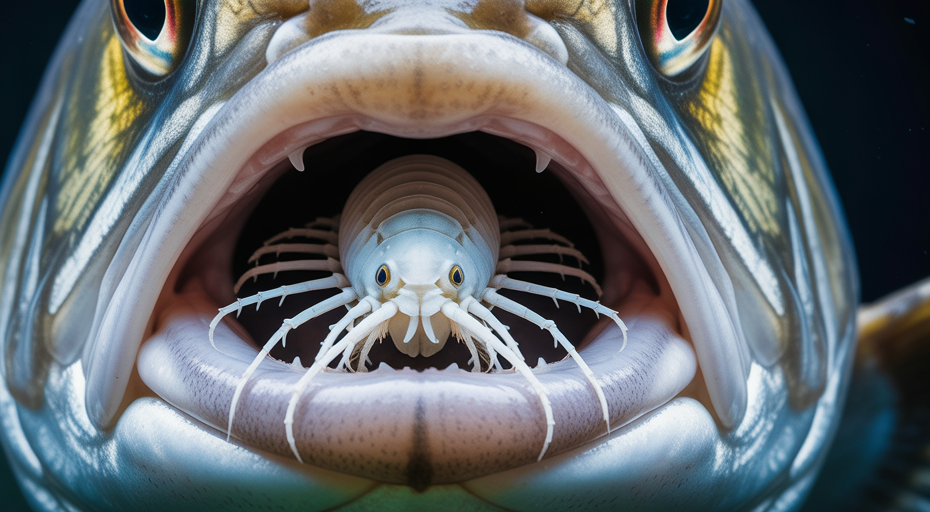 Fish with tongue-eating louse parasite.