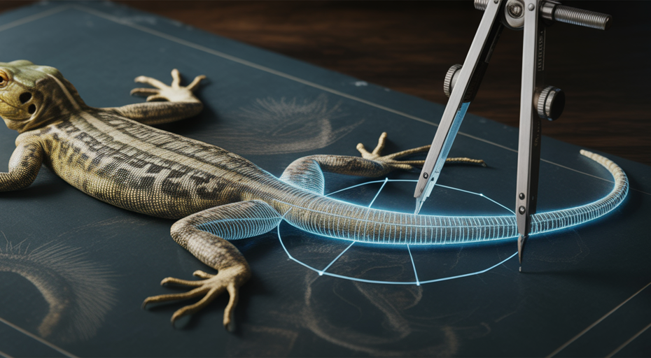 Blueprint of lizard being redrawn