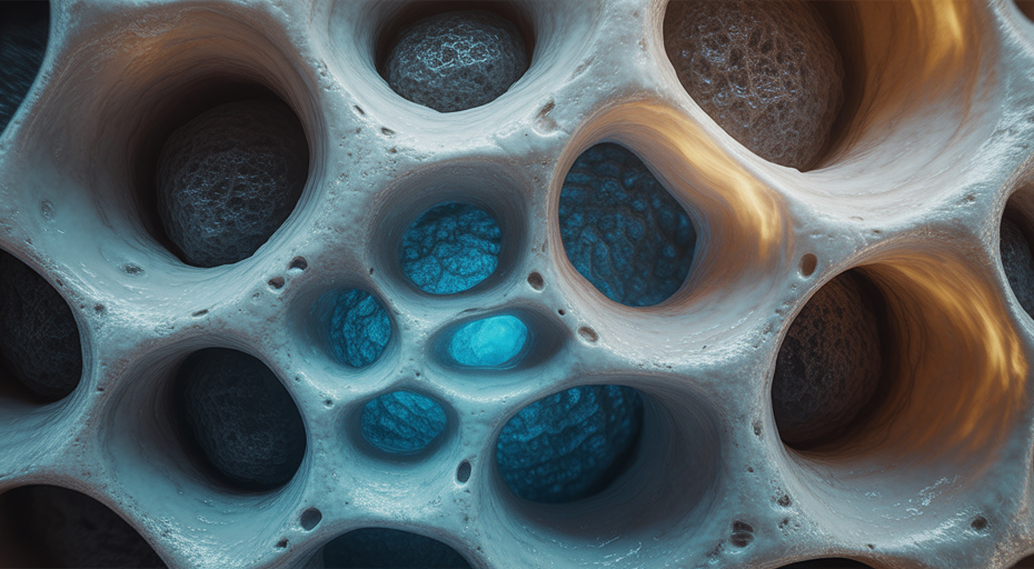 Porous bone structure with internal glow