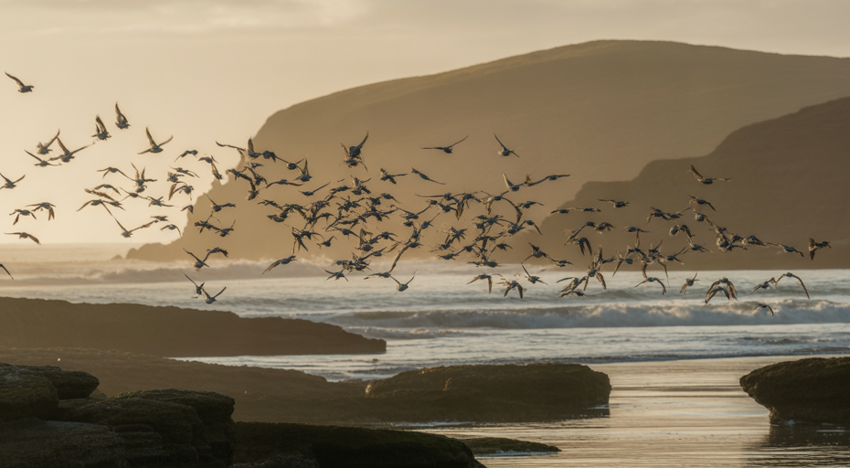 Birds taking flight before an earthquake.