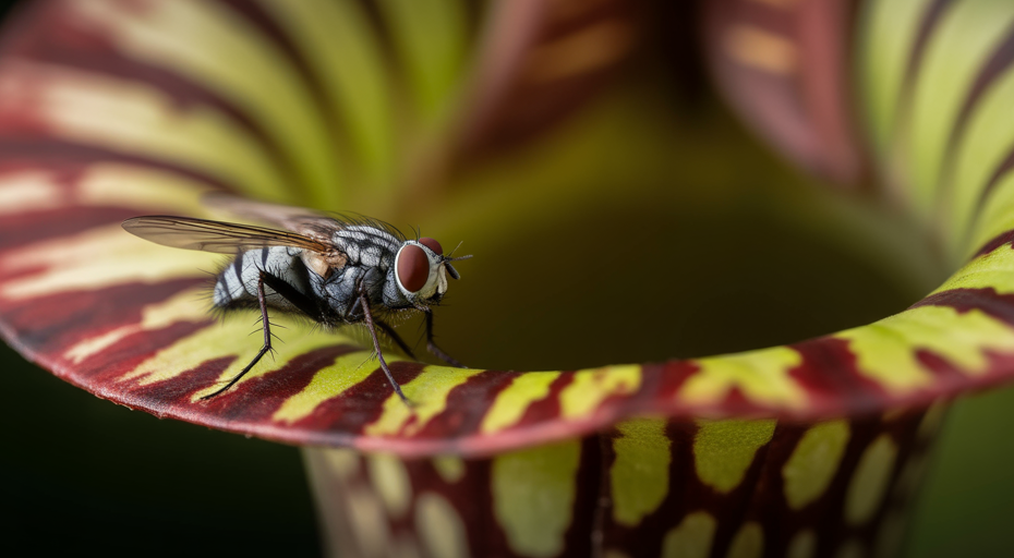 Fly slipping on a pitcher plant rim.