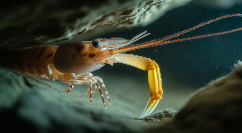Pistol shrimp with its sonic weapon claw.