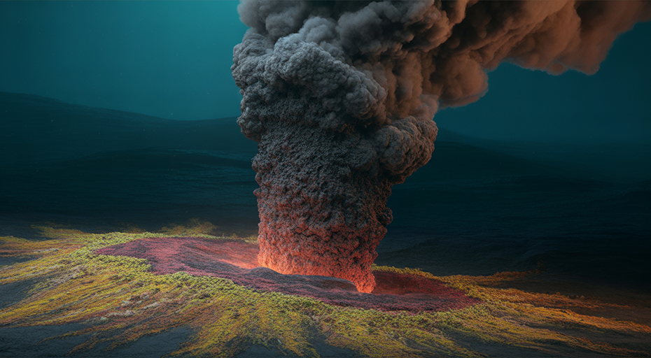Deep-sea hydrothermal vent with microbial mats.