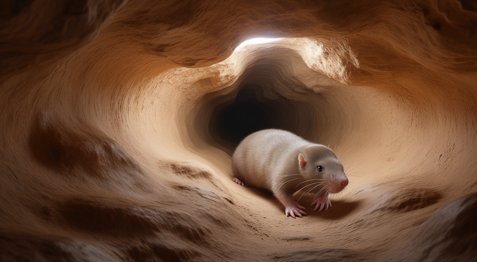 Naked mole-rat digging in burrow.