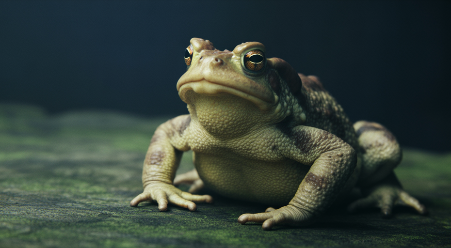 Toad looking surprised and uncomfortable.