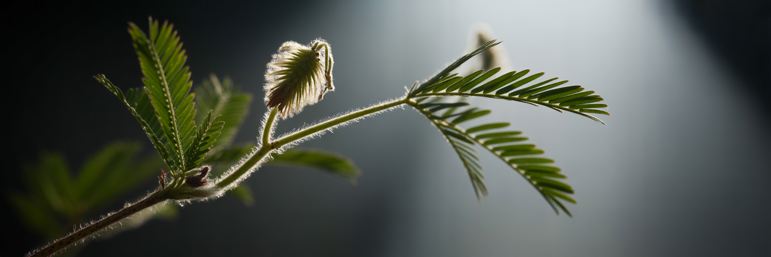 Mimosa pudica plant leaf folding