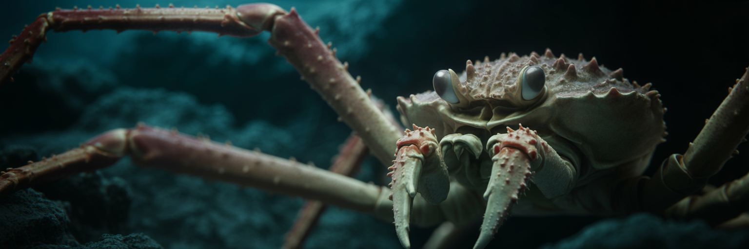 Close-up of a Japanese spider crab.