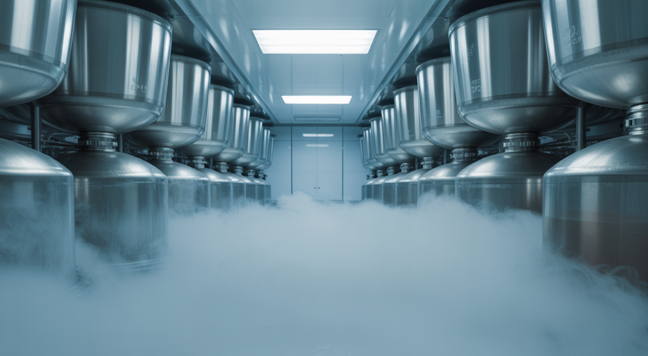 Cryopreservation tanks in a science lab.