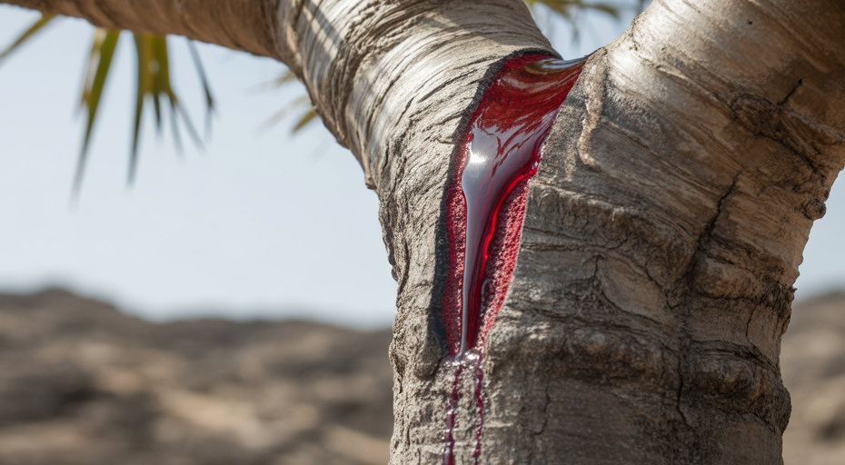 Red resin bleeding from a Dragon Blood Tree.