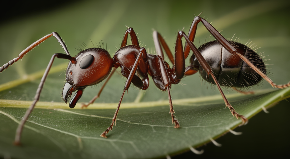 Ant controlled by parasitic fungus.