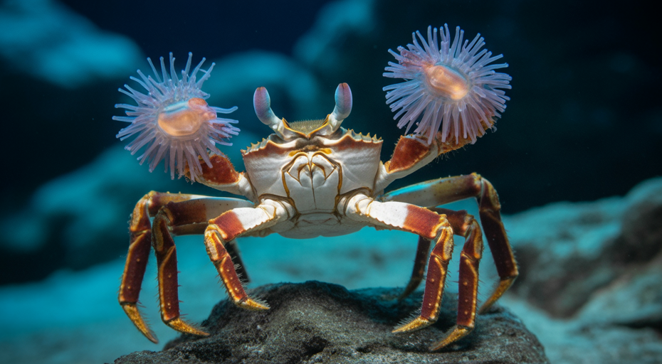 Boxer crab with anemone weapons