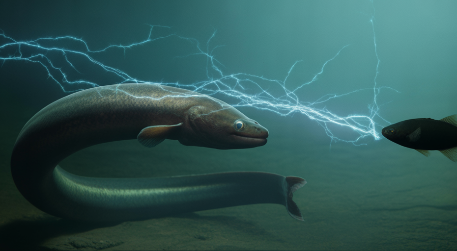Electric eel generating a powerful shock underwater.