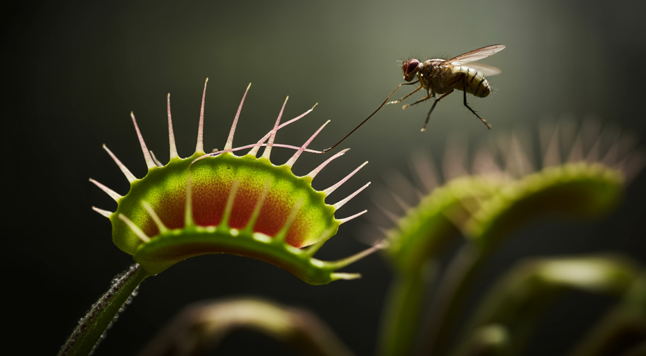 Venus flytrap about to catch fly
