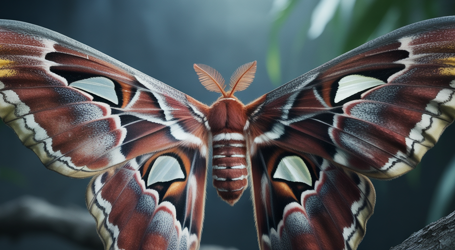 Atlas moth wings with snake-head eyespots