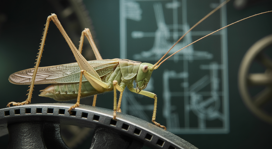 Katydid with knee ears in workshop