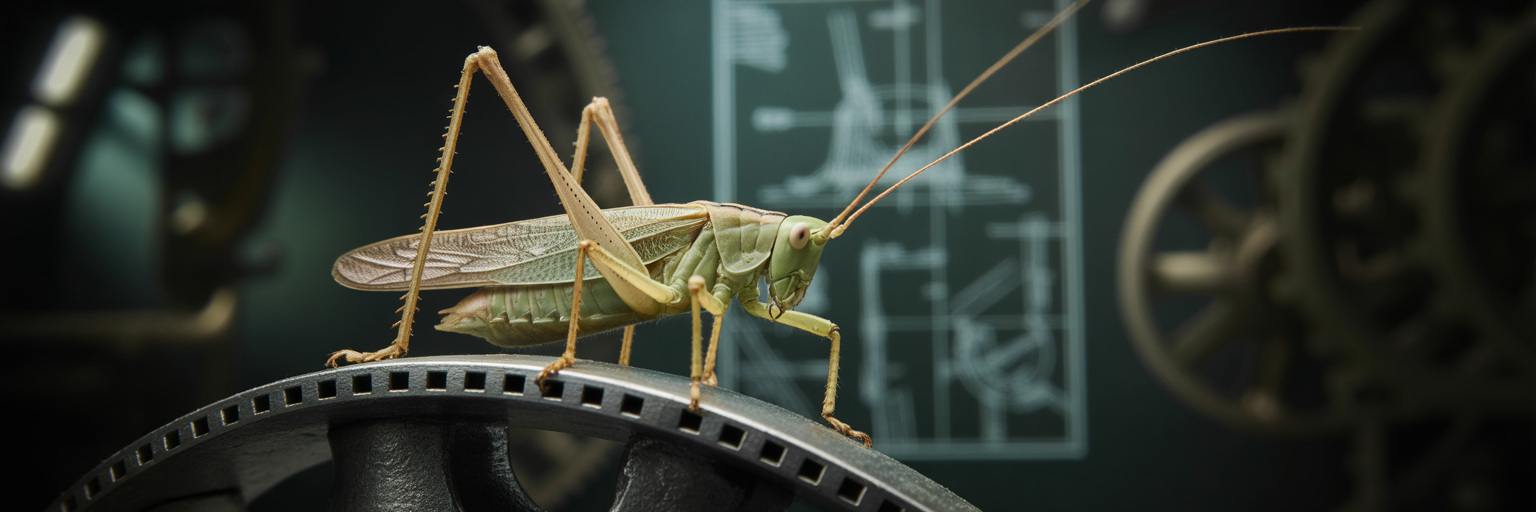 Katydid with knee ears in workshop