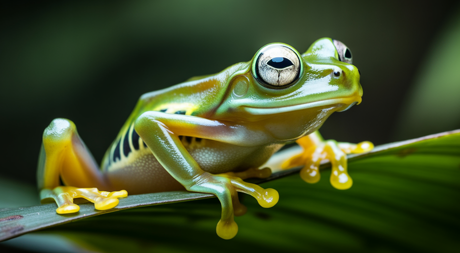 Glass frog with transparent skin