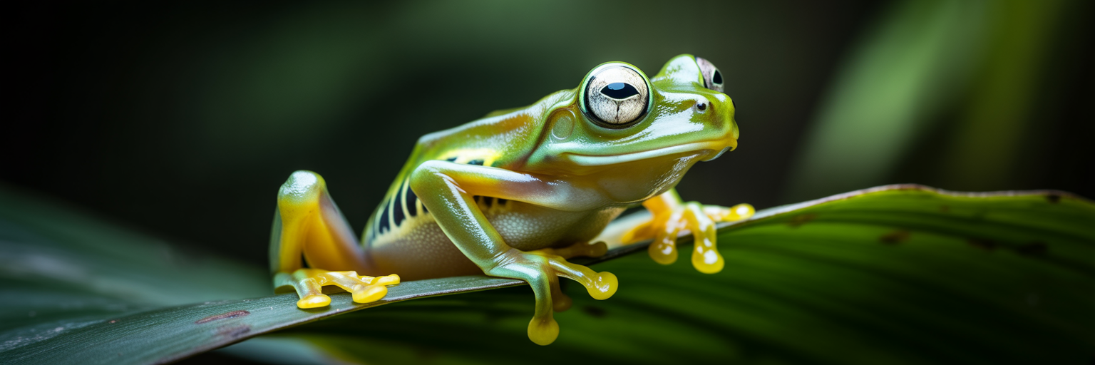Glass frog with transparent skin