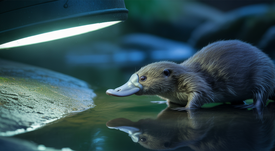 Platypus glowing under UV light.
