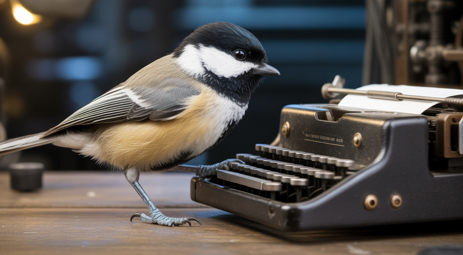 Chickadee operating a mechanical computer
