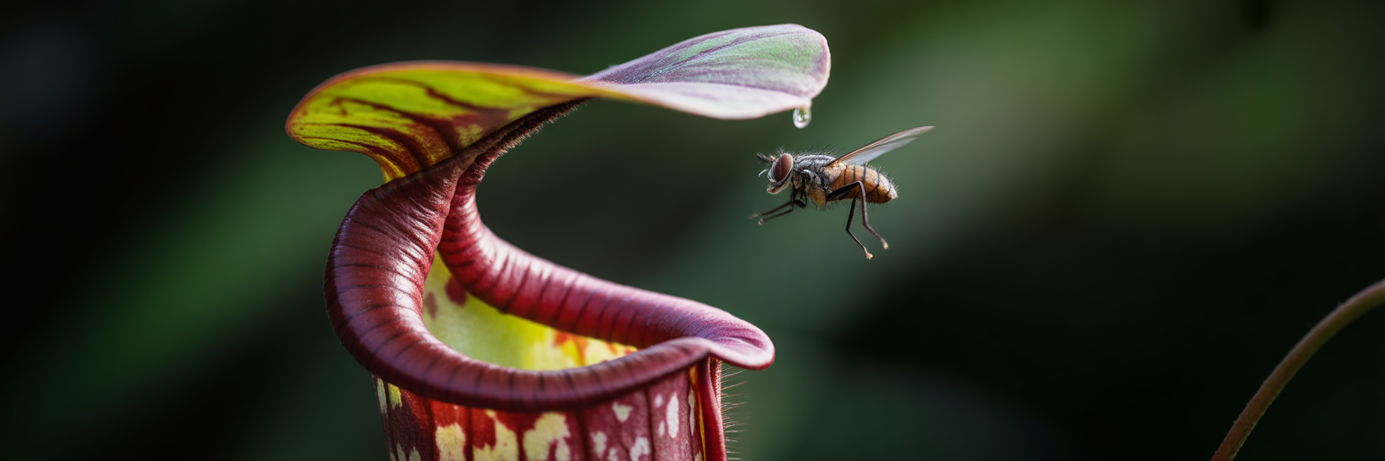 Pitcher plant luring a fly to its trap.
