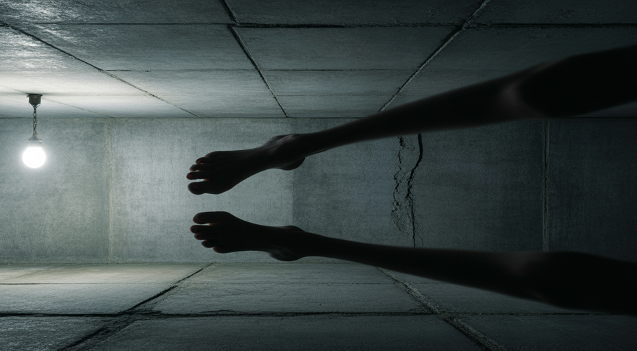 Terrifying shadow of a foot looming