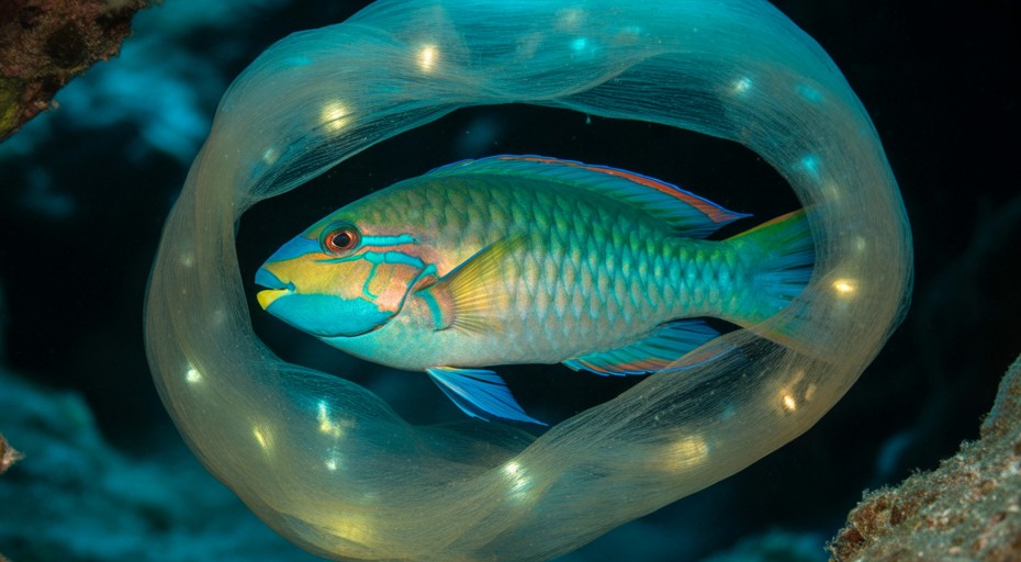 Parrotfish sleeping in mucus cocoon.