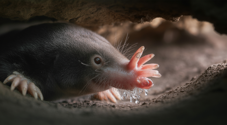 Close-up of a star-nosed mole's face.