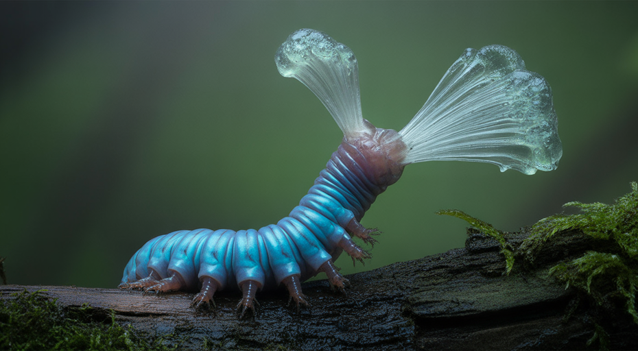 Velvet worm shooting sticky slime