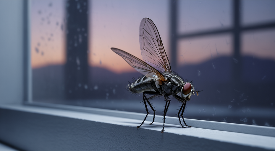 Fly infected by fungus in final pose