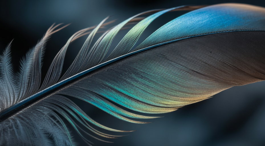 Extreme close-up of iridescent bird feather.