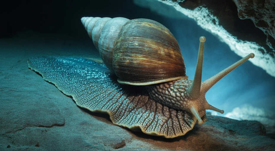 Close-up of a scaly-foot snail.