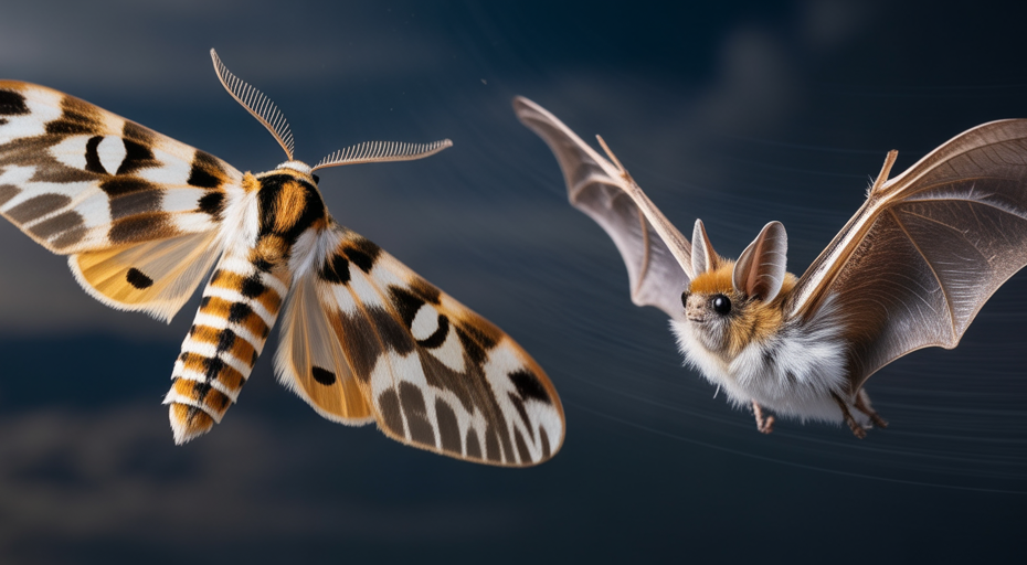 Tiger moth jamming a bat's sonar mid-flight.