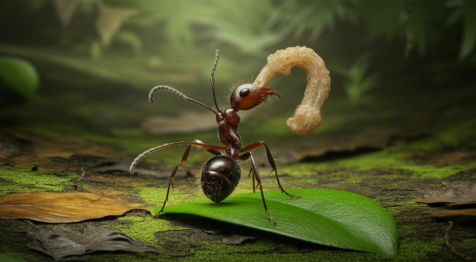 Zombie ant with Ophiocordyceps fungus