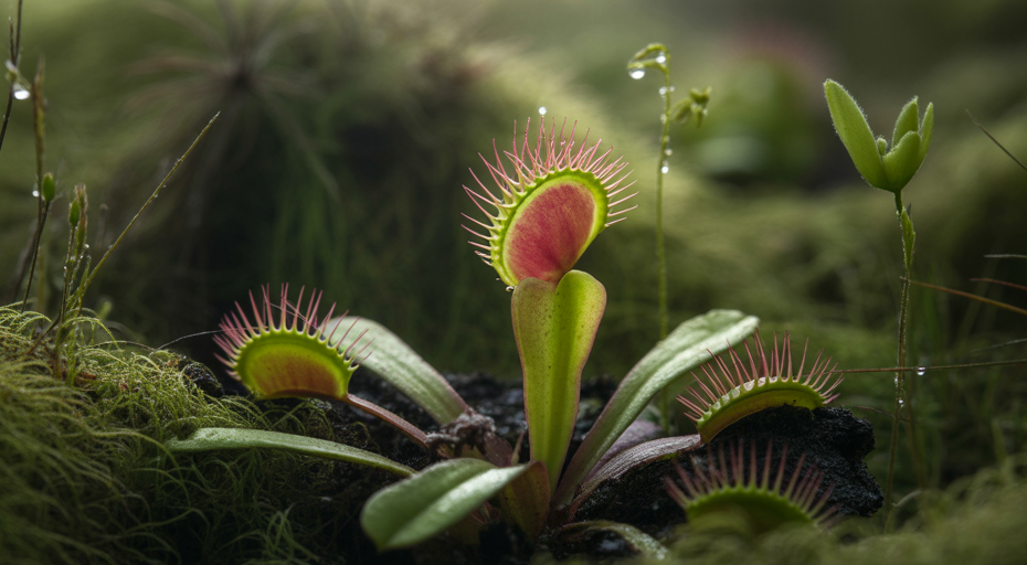 Realistic Venus flytrap in natural habitat