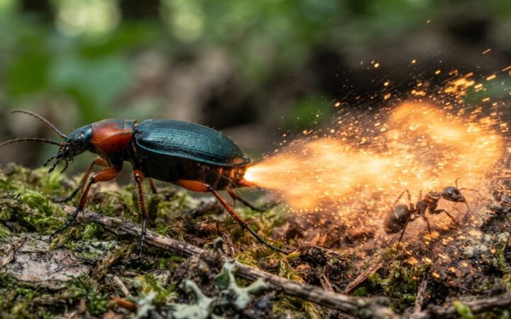 The Bombardier Beetle Fires Boiling Chemicals at 500 Pulses per Second