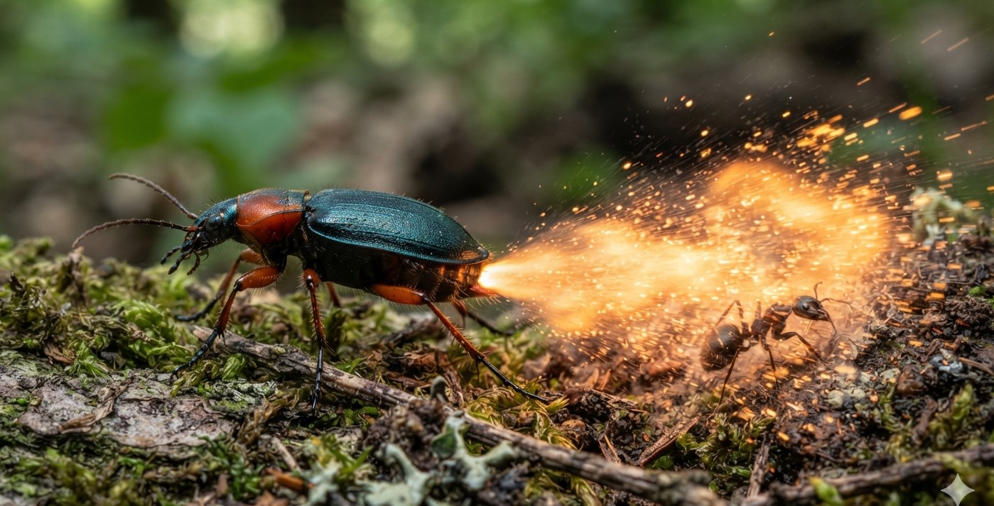 The Bombardier Beetle Fires Boiling Chemicals at 500 Pulses per Second