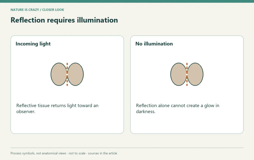 Reflection requires illumination: Incoming light compared with No illumination.