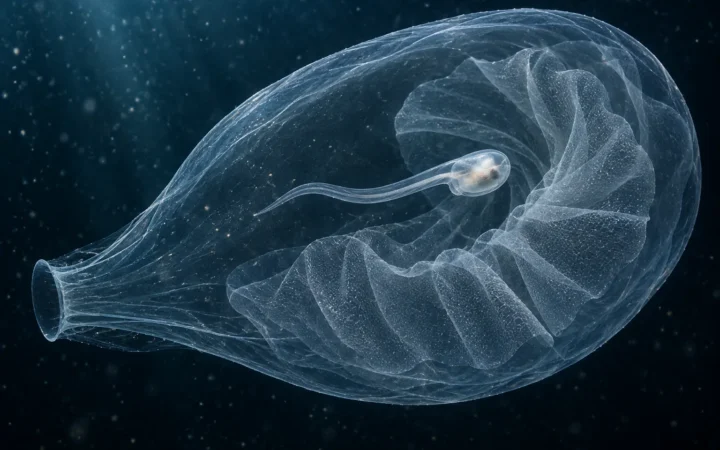 Giant Larvaceans Build Disposable Mucus Houses