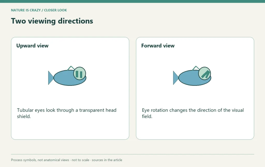 Two viewing directions: Upward view compared with Forward view.